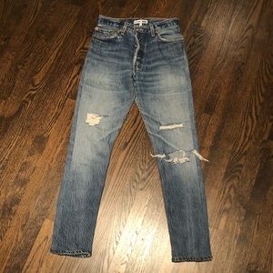 NWOT Re/Done High Rise Distressed Jeans Sz 25